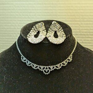Crystal Rhinestone Choker & Earrings Set